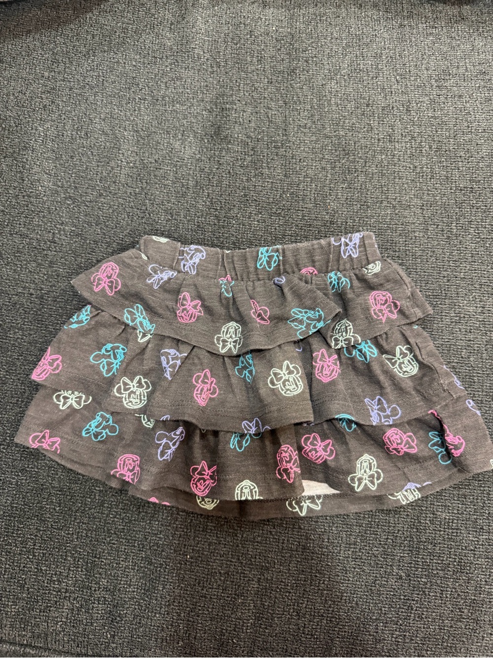 Disney Black Ruffle Skirt with Pink, Blue, Purple & Mint Bow Outlines